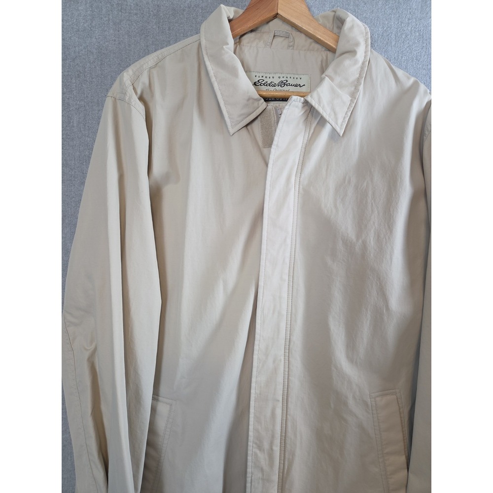 Eddie Bauer Vintage Mens L All Season Travel Trench Over Coat Full Zip Beige